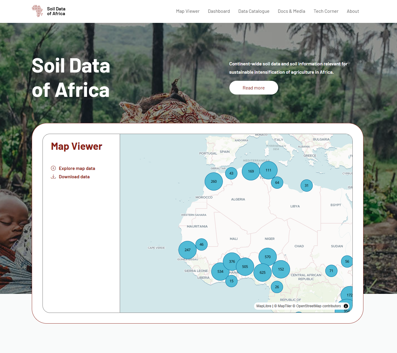 Screenshot of the Africa SIS website