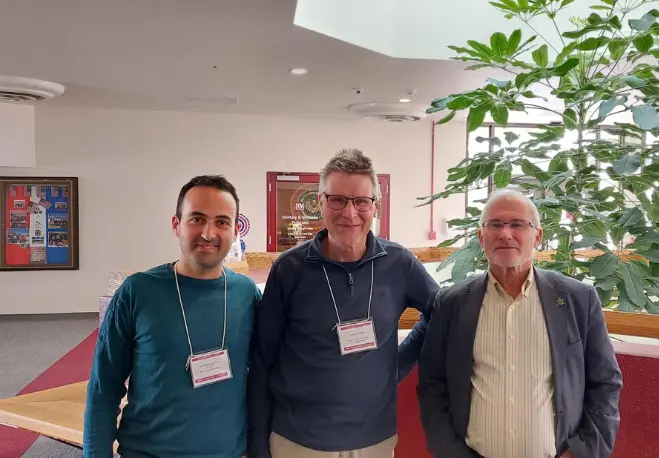 "ISRIC researchers at the conference: l. to r. Giulio Genova, Gerard Heuvelink, David G. Rossiter. Photo by Alexandre Wadoux. "