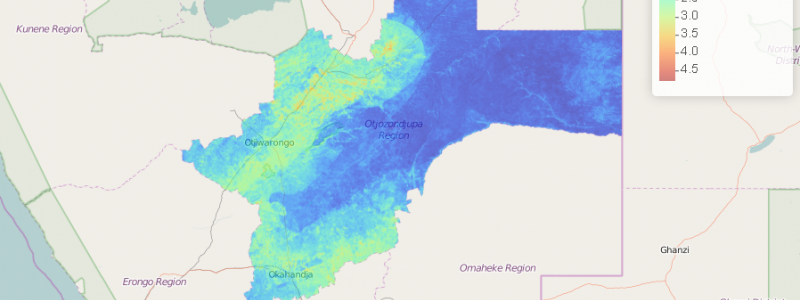 Soil organic carbon stock map of the Otjozondjupa Region in Namibia