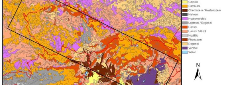 eSOTER soil class map (WRB soil classification) of the Central European window