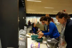 Participants working with soil