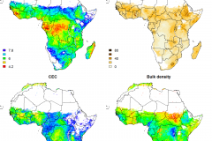The new soil property maps provide estimations of soil properties such as pH, silt content, bulk density and cation-exchange capacity (CEC). In general, the higher the CEC, the higher the soil fertility.