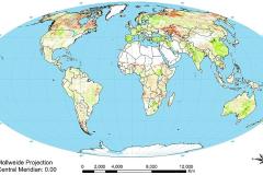 Map of soil degradation on the globe