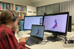 A member of the HazArctic team at GTK creating a map of acid sulfate soil occurrences in the study area in Finland using online guidance by ISRIC. Credit: Anton Boman 