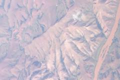 Dry and eroded landscape in western Madagascar seen from the air