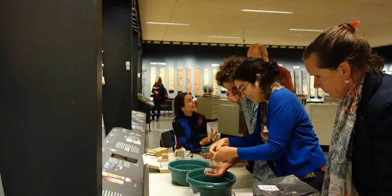 Participants working with soil