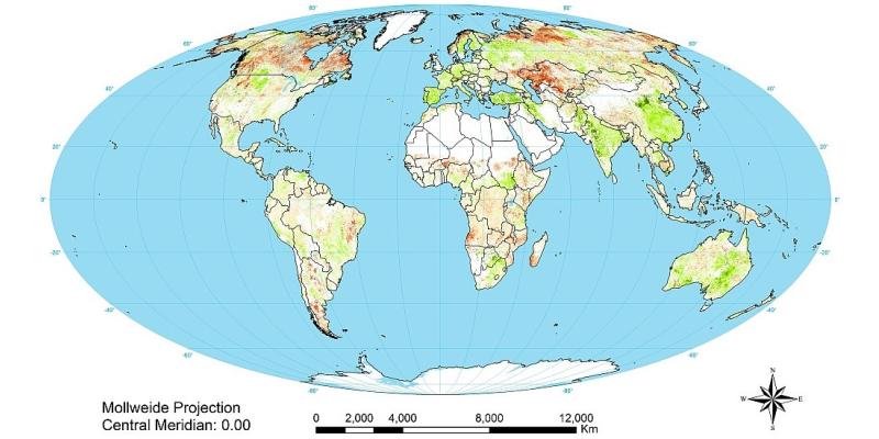 Map of soil degradation on the globe