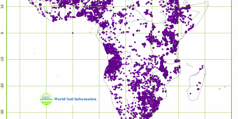 Graphical representation of data points in the Africa Soil Profile Database (AfSP)