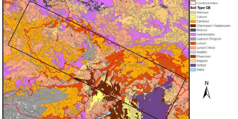 eSOTER soil class map (WRB soil classification) of the Central European window