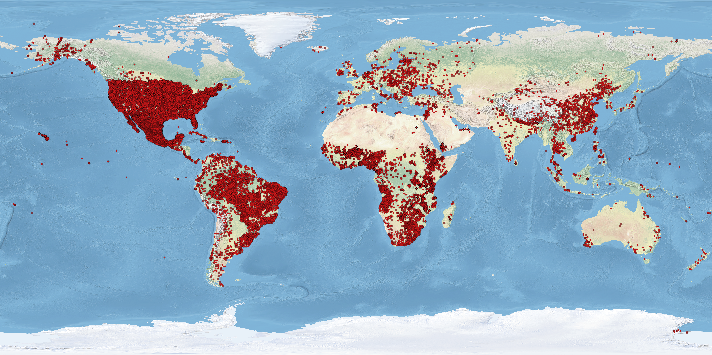 Location of soil profiles provided by WoSIS (Feb. 2018)